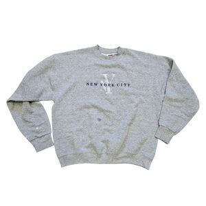 Vtg New York City Crew Sweatshirt Mens XL Fruit Of The Loom Gray Embroidery 90s